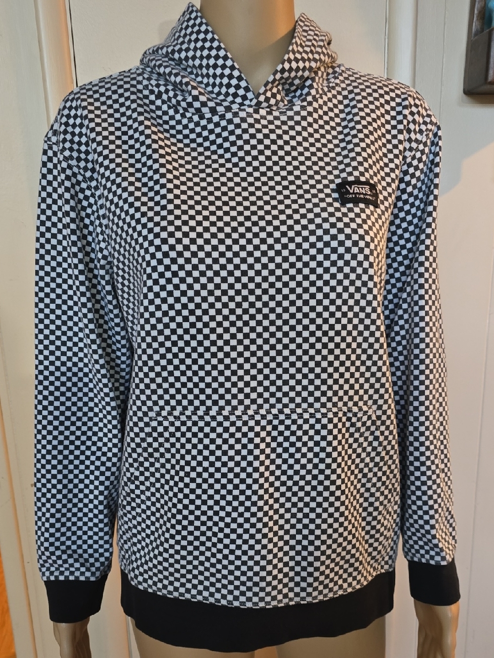 Vintage Vans Black and White Checkerboard Pullover Hoodie